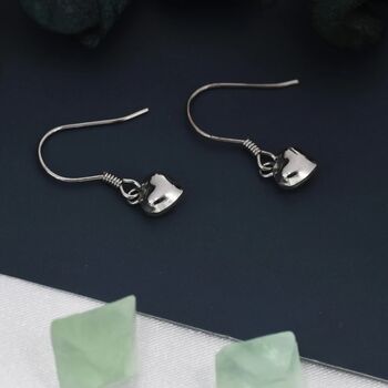 Tiny Dangling Heart Drop Hook Earrings Sterling Silver, 8 of 12