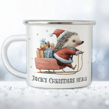 Hedgehog On A Sleigh Christmas Mug, 5 of 5