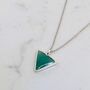 The Triangle Green Onyx Necklace, Silver, thumbnail 4 of 7