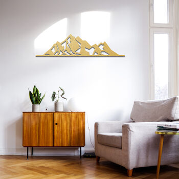 Minimalist Mountain Range Art: Wooden Geometric Decor, 5 of 9