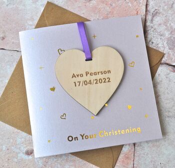 Personalised Christening Foiled Decoration Card, 2 of 4