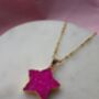 Hot Pink Druzy Gemstone Gold Plated Necklace, thumbnail 4 of 5