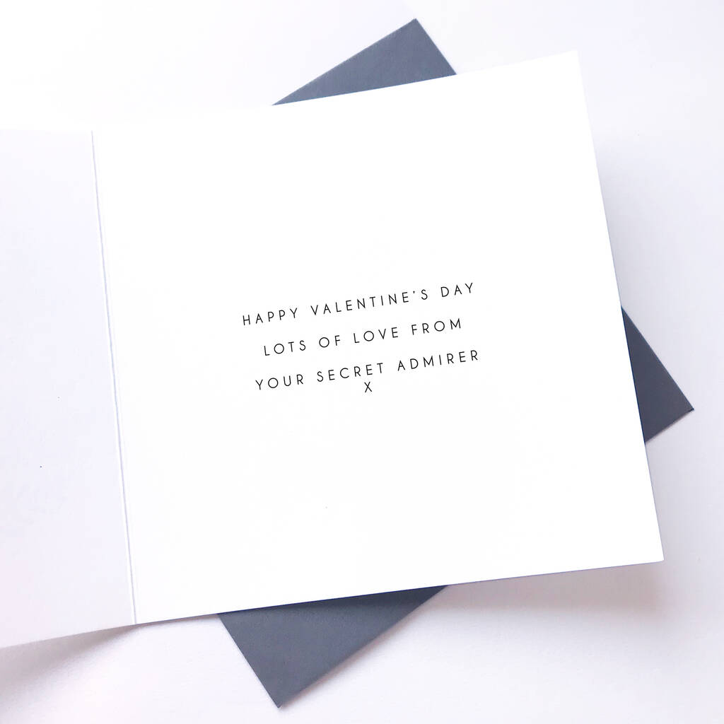 Valentines Day card – Secret admirer/beads – The Black Card Company