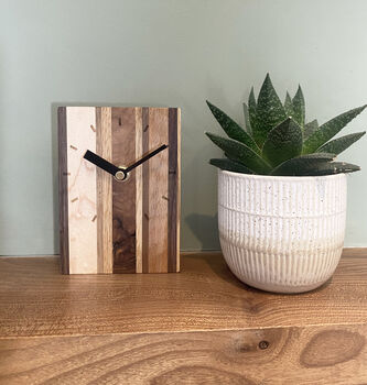 Striped Wood Clock For Wall Or Free Standing, 2 of 7
