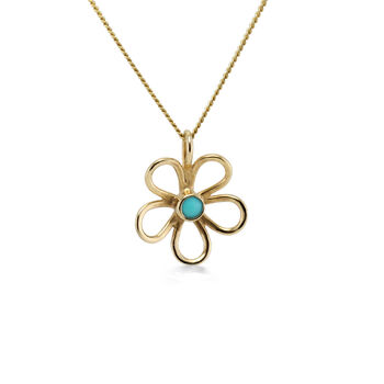Gold Flower Pendant With Turquoise Stone, 5 of 6