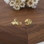 Tiny Mismatched Dragon Stud Earrings In Sterling Silver, thumbnail 3 of 11
