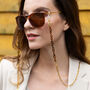 Ginger Tortoiseshell And Gold Paperclip Small Hexagon Glasses Chain, thumbnail 1 of 6