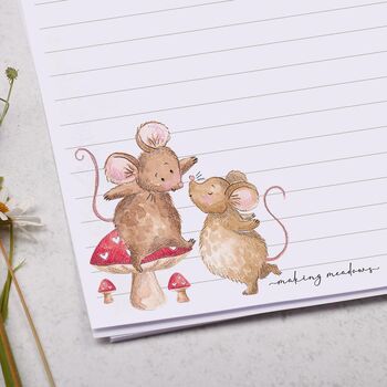 A5 Personalised Letter Writing Paper Mice And Mushroom, 3 of 4