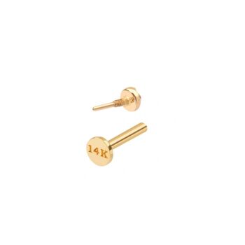 14 Carat Gold Tiny Stacked Lobe Prism Single Earring, 3 of 5