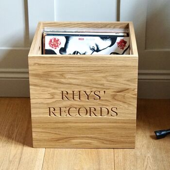 Personalised Oak Vinyl Record Storage Box, 2 of 5