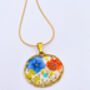 Necklace Handmade With Orange And Blue Flowers, thumbnail 2 of 9