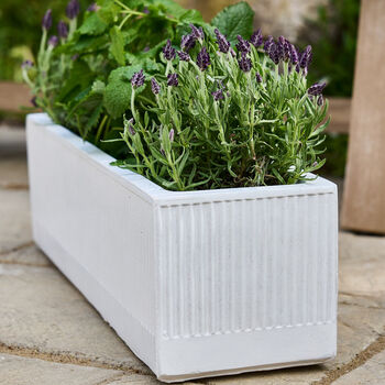 Mela Wide White Ribbed Planter, 2 of 5