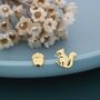 Mismatched Squirrel And Acorn Stud Earrings In Sterling Silver, thumbnail 3 of 9