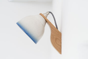 Blue And White Element Oak And Ceramic Wall Light, 2 of 4