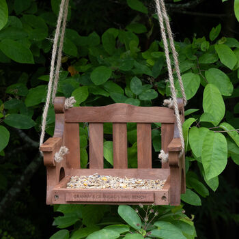 Personalised Wooden Memorial Bench Bird Feeder, 6 of 12