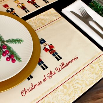Christmas Table Place Mats Cream Nutcracker Four Pack, 3 of 6