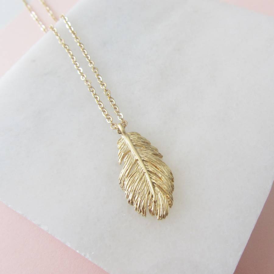 Gold Plated Feather Necklace Gift For Her By Madison Honey Vintage ...