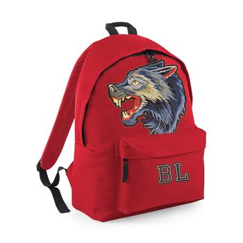 Personalised Backpack With Big Wolf Head, 5 of 9