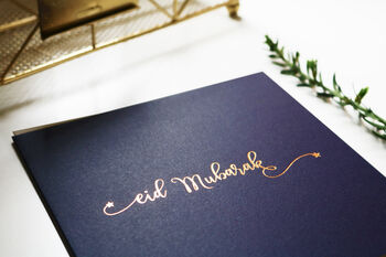 Eid Mubarak Gold Foil Card In Navy Blue, 3 of 3