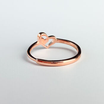 Sterling Silver Nesting Hearts Adjustable Ring, 3 of 6