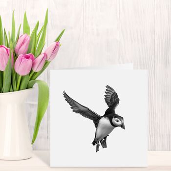 Landing Flying Puffin Wildlife Card, 2 of 6
