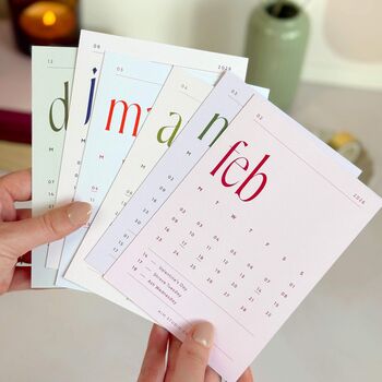 Minimal 2026 Monthly Desk Calendar With Wooden Holder, 2 of 10