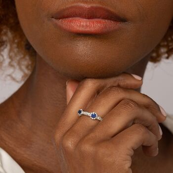 Sapphire 925 Sterling Silver Stacking Ring, 2 of 3