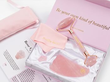 Premium Rose Quartz Roller And Gua Sha Set, 9 of 10