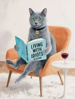 Your Own Cat Reading Book Wall Art Print | Customise Colours And Book Title, 8 of 8