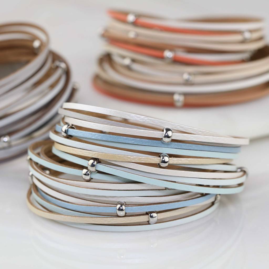 stranded leather wrap around bracelet by nest