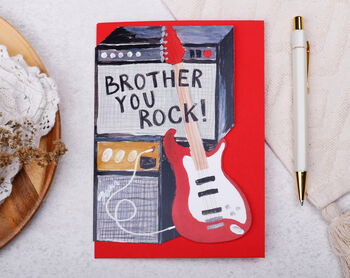 Brother Birthday Card With Rock Music Guitar Design, 3 of 4