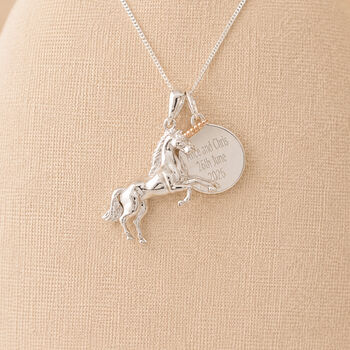 Personalised Sterling Silver And Gold Unicorn Pendant Necklace, 3 of 12