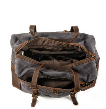 Classic Vintage Look Waxed Canvas Duffle Bag, 8 of 12