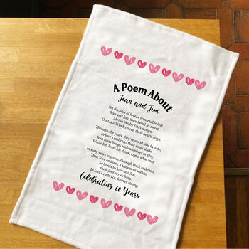 Personalised Poem Tea Towel Anniversary Gift For Couple, 10 of 10