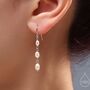 Oval Freshwater Pearl Trio Drop Hook Earrings In Sterling Silver, thumbnail 1 of 11