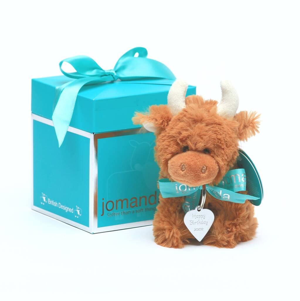 Highland Brown Cow Toy With Personalised Heart,Boxed, 1 of 9