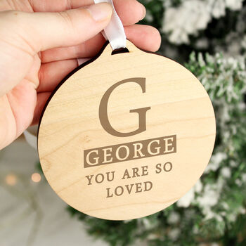Personalised Initial Round Wooden Hanging Decoration, 2 of 4