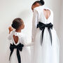 Long Sleeve Sparkly Tulle Flower Girl Dress – Ankle Length White Dress For Weddings, Christenings And Special Occasions, thumbnail 1 of 6
