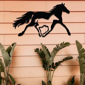Rusted Metal Galloping Horses Stables Decor Art, 3 of 10