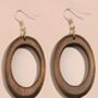 Oval Wooden Dangle Earrings Gift, thumbnail 2 of 3