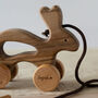 Personalised Wooden Pull Along Bunny, thumbnail 3 of 7