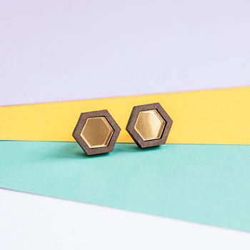 Hexagon Geometric Stud Earrings, 4 of 8