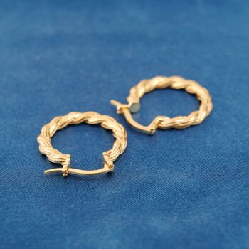 Gold 20mm Twisted Rope Hoop Earrings, 5 of 7