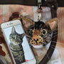 Personalised Crocheted Cat Head Bag Charm Keyring, thumbnail 3 of 11