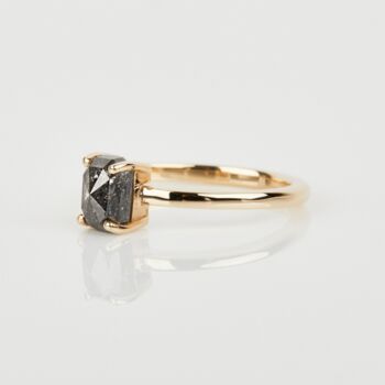 14ct Gold Emerald Cut Grey Diamond Ring, 2 of 7