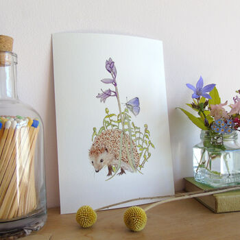 Hedgehog And Bluebell A5 Giclee Fine Art Print, 3 of 12