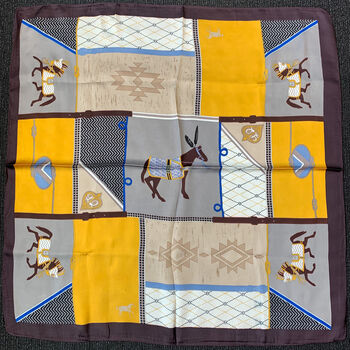 Yellow Patchwork Horse Print Scarf, 4 of 4