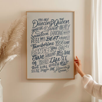 Dancing Queen Lyrics Print, Abba Poster, 16 Colour Options, 4 of 11