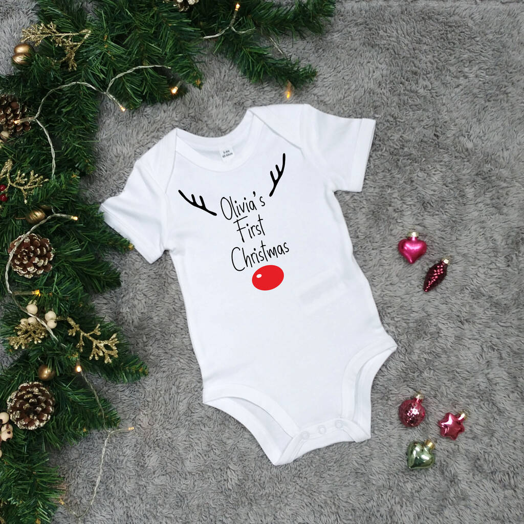 First Christmas Reindeer Babygrow By Laura Stanley Designs