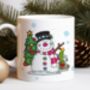 Personalised Whimsical Snowman Christmas Gift Mug, thumbnail 1 of 2
